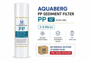 Aquaberg PP Sediment Filtri 10" Slim Line – Polipropilen Mexaniki Su Filtri (25 Ədəd/Qutu)