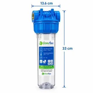 Green Aqua 10 Düym Su Filtri Korpusu 1" – Magistral Su Filtri Qabı