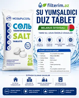 Su yumşaldıcı duz 25 kq Belarus – tablet duz filter filtr filtir su sistemi üçün